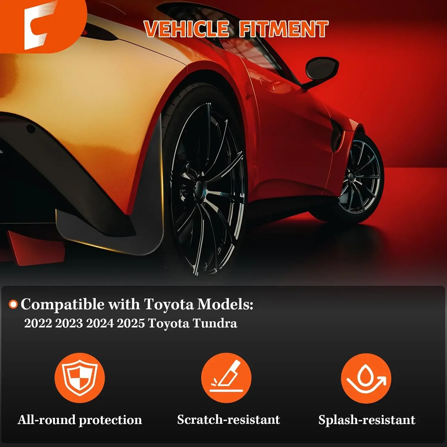 Mud Flaps For Toyota Tundra 2022-2025 No Drilling/Tape Wheel Tire Mudguards All Weather Protector Splash Guard Fenders