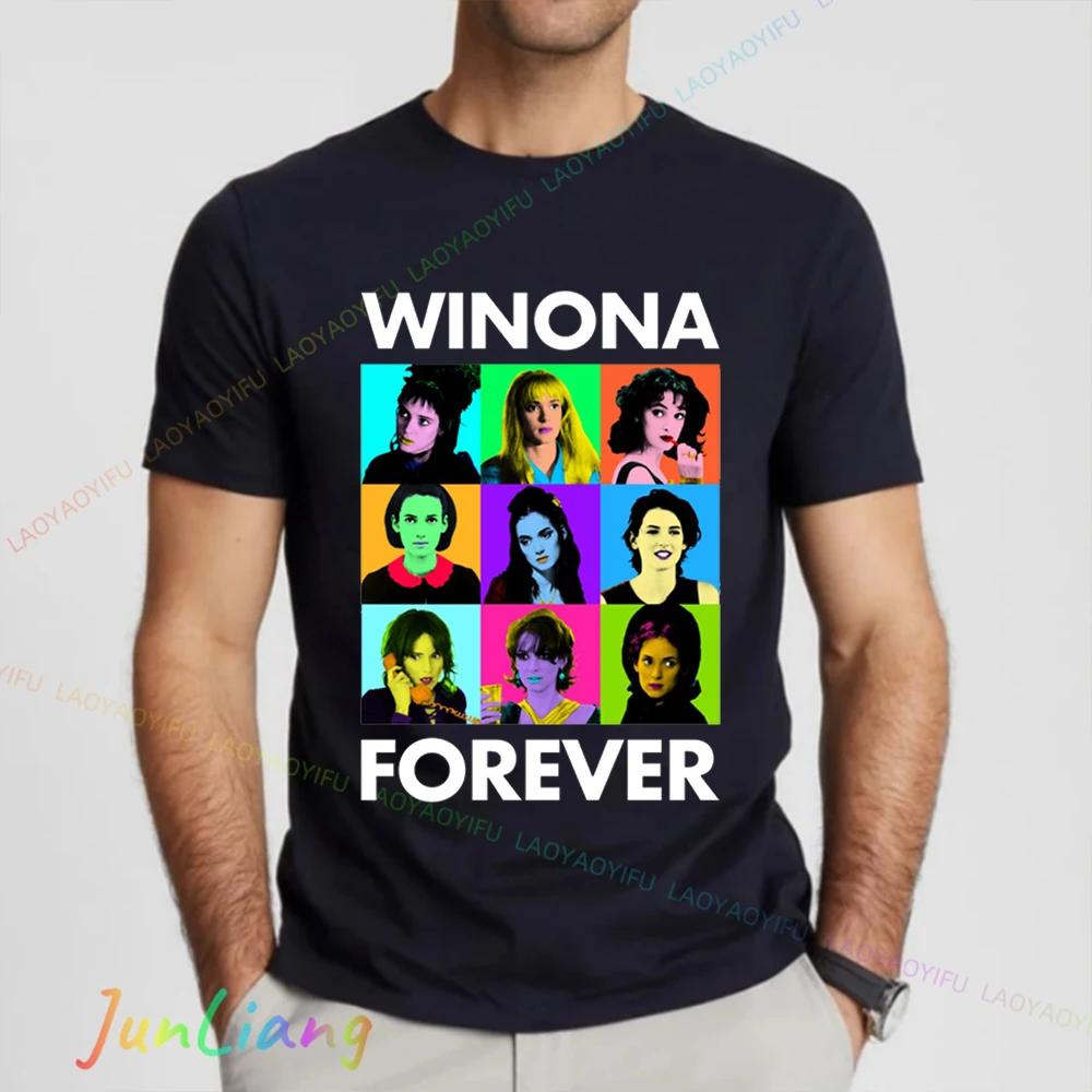 Horror Movie Fans Retro Y2k Vintage Top Winona Ryder Winona Forever T-Shirt Unisex 100% Cotton Men's Shirts Tshirt Streetwear