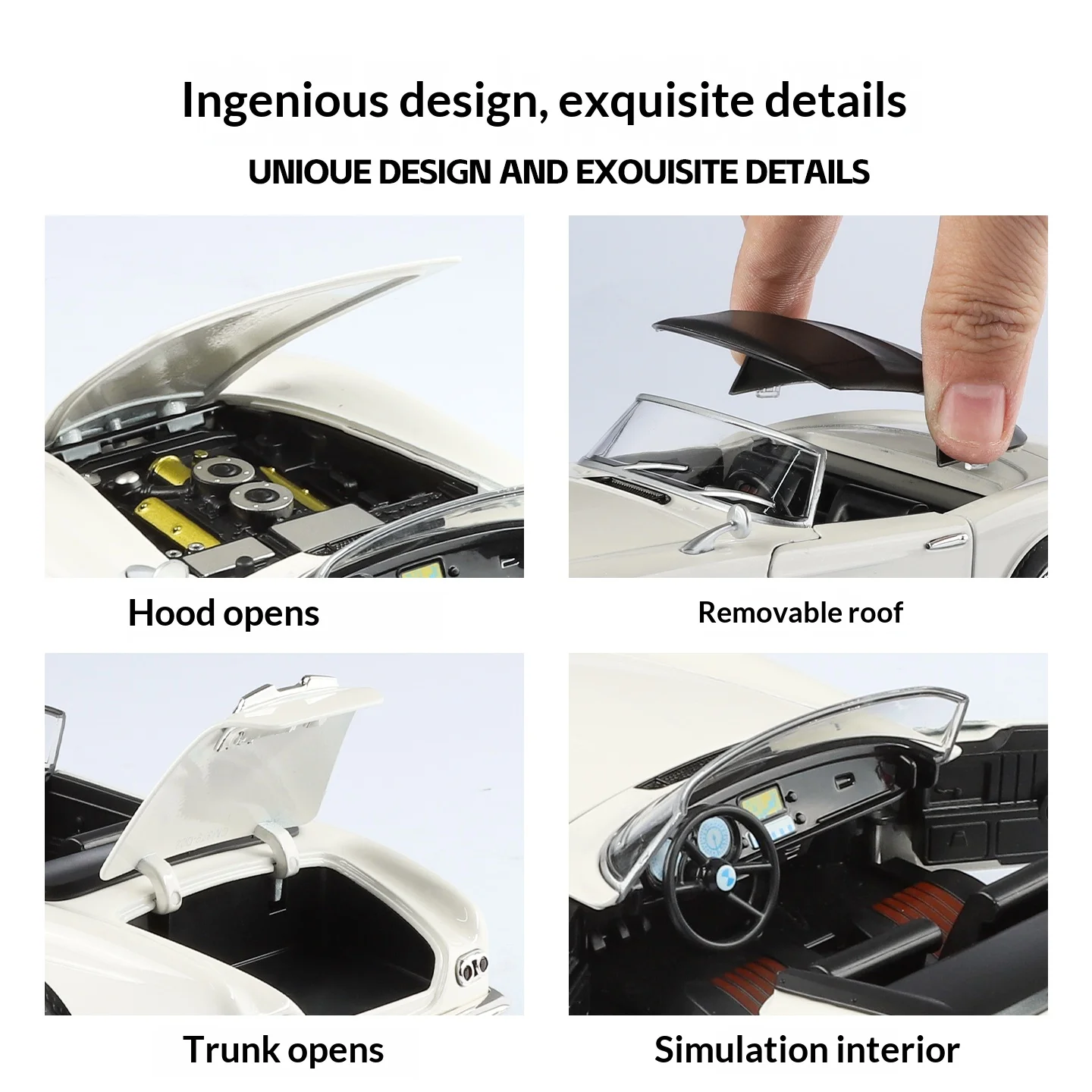 Metal Die-casting BMW 507 Convertible Sports Car Model Simulation Sound and Light Retro Classic Car Toy Holiday Gift for Boys