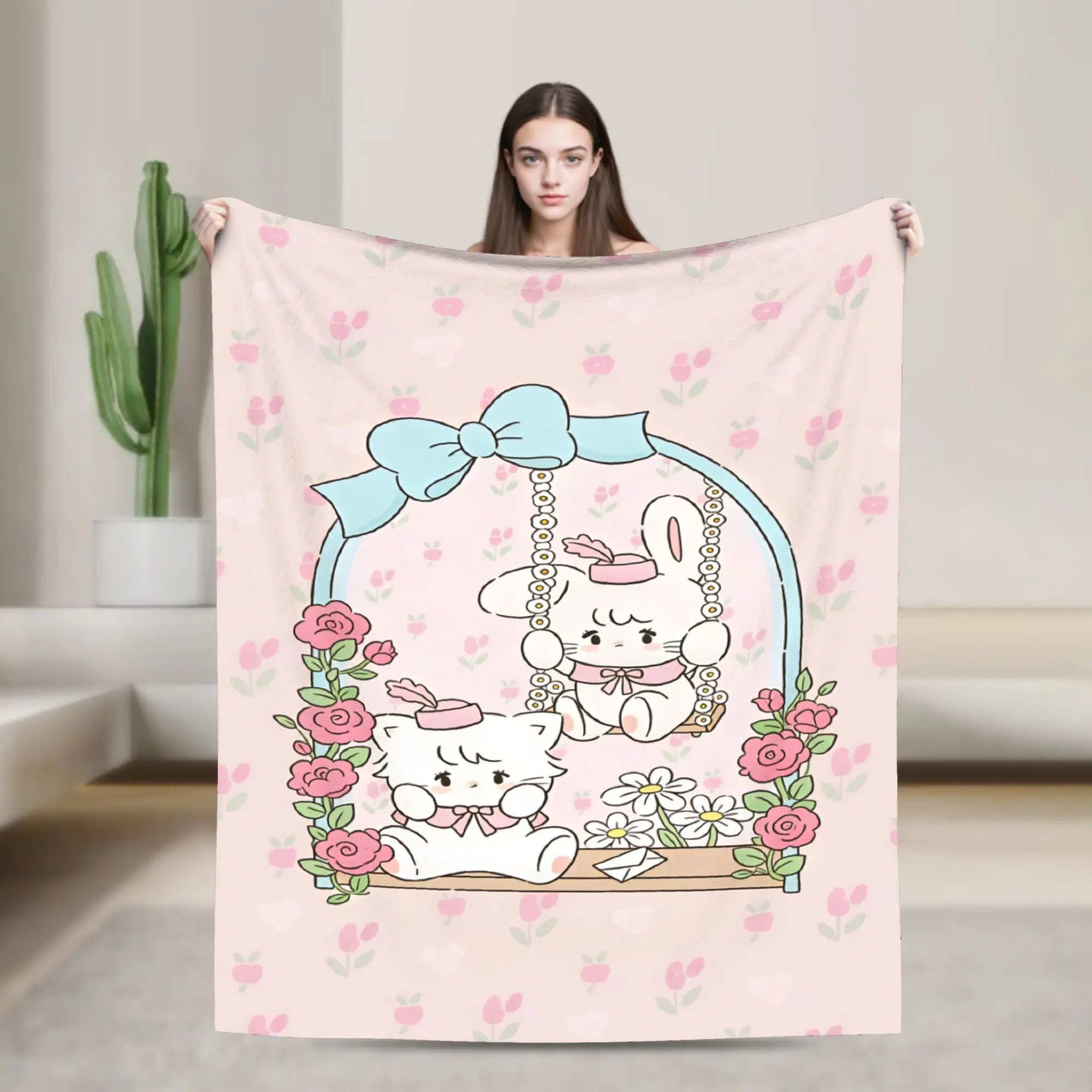 Mikkos Mousses Soft Warm Blanket  Picnic Plush Throw Blanket Comfortable Bedroom Flannel Bedspread Sofa Bed Cover