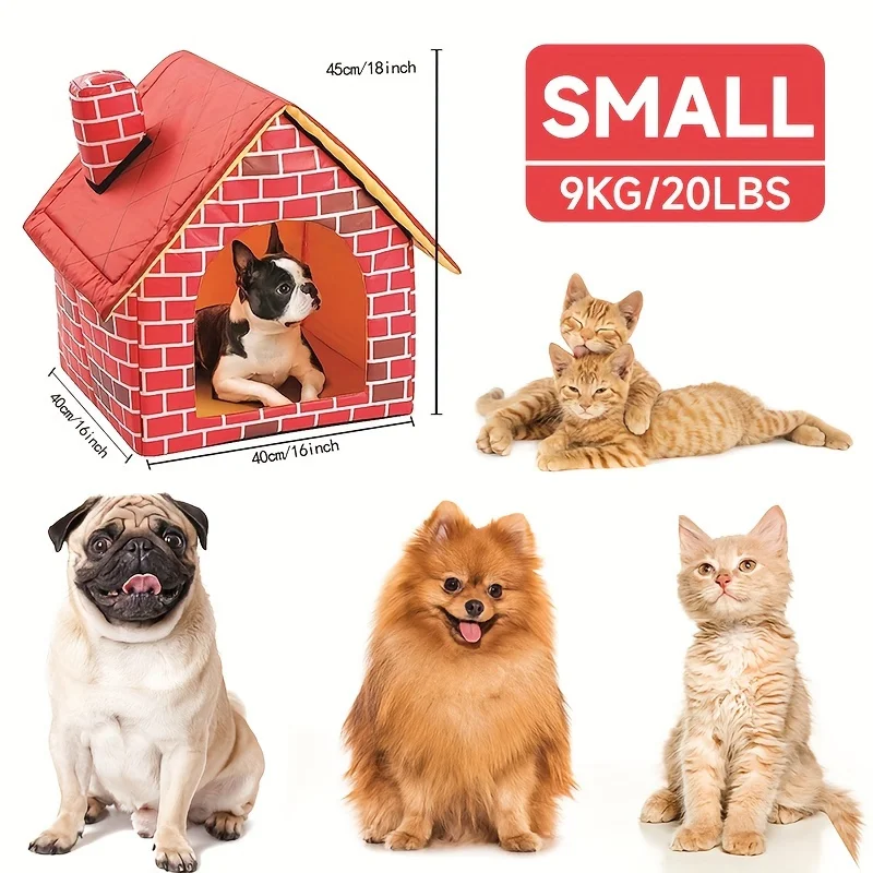 Pet House Foldable Waterproof Dog Bed Portable Brick Dog House Pet Detachable Washable House Cat Dog Puppy Cute Tent