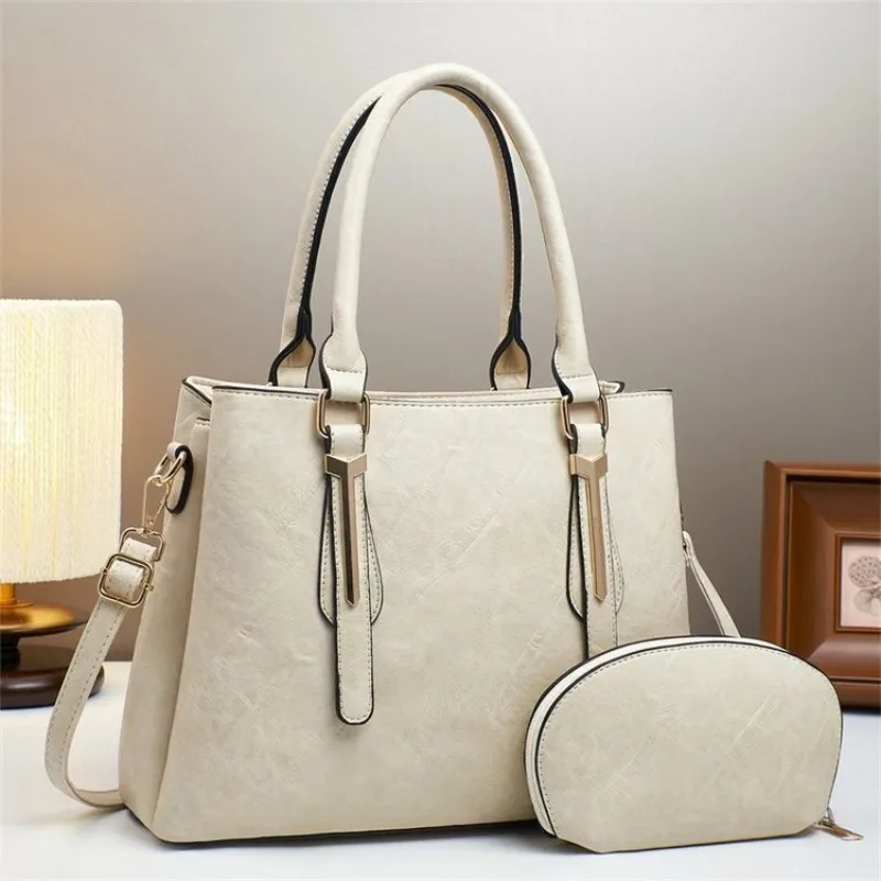 

Versatile Commuter Diaper Bag Women Simple Vintage Handbag Leather Crossbody Shoulder Purse Tote Messenger Shopper Retro