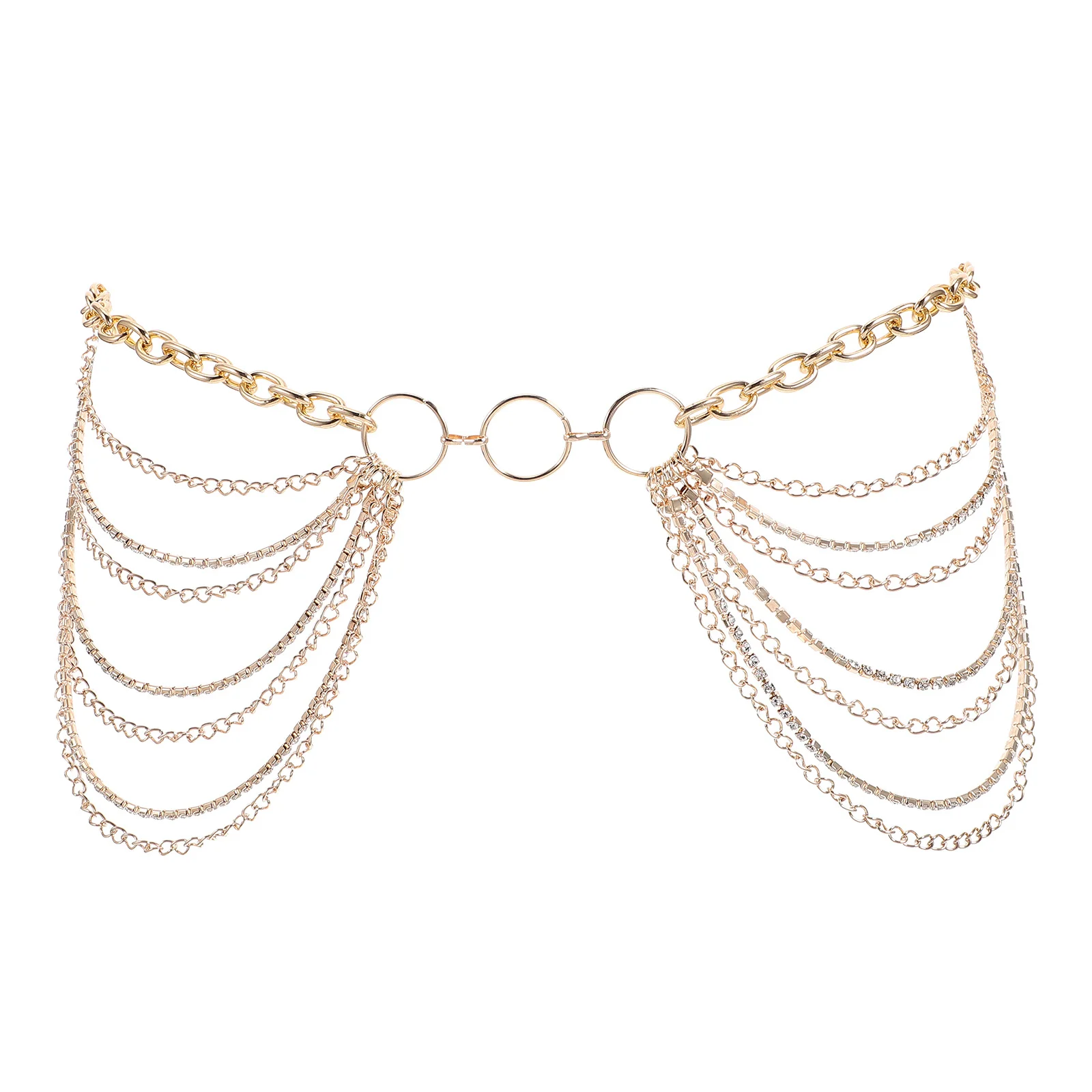 

Multilayer Rhinestone Waist Chain Adjustable Elegant Body Chain Belt for Dresses Beach Parties Belly Jewelry Women