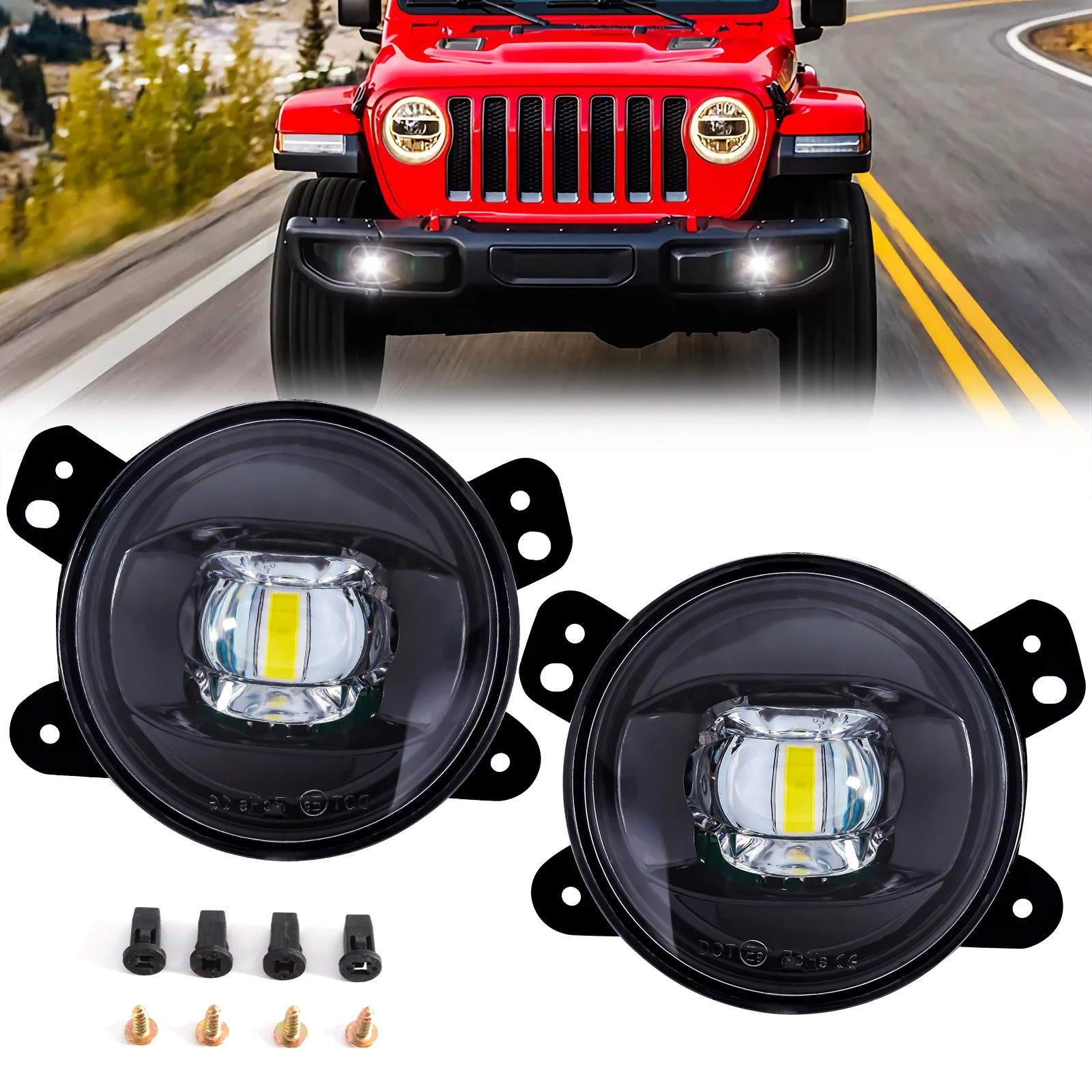 

For Jeep Wrangler JL 2018 2019 2020 2021 2022 2023 2024 Car LED Lens Fog Light Front Bumper Daytime Running Light Accessories