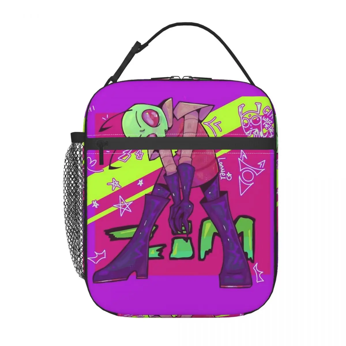 

Custom I-Invader Z-Zim Cartoon Insulated Lunch Bag for Women Thermal Cooler Food Lunch Box Work School Travel Portable Tote Bags