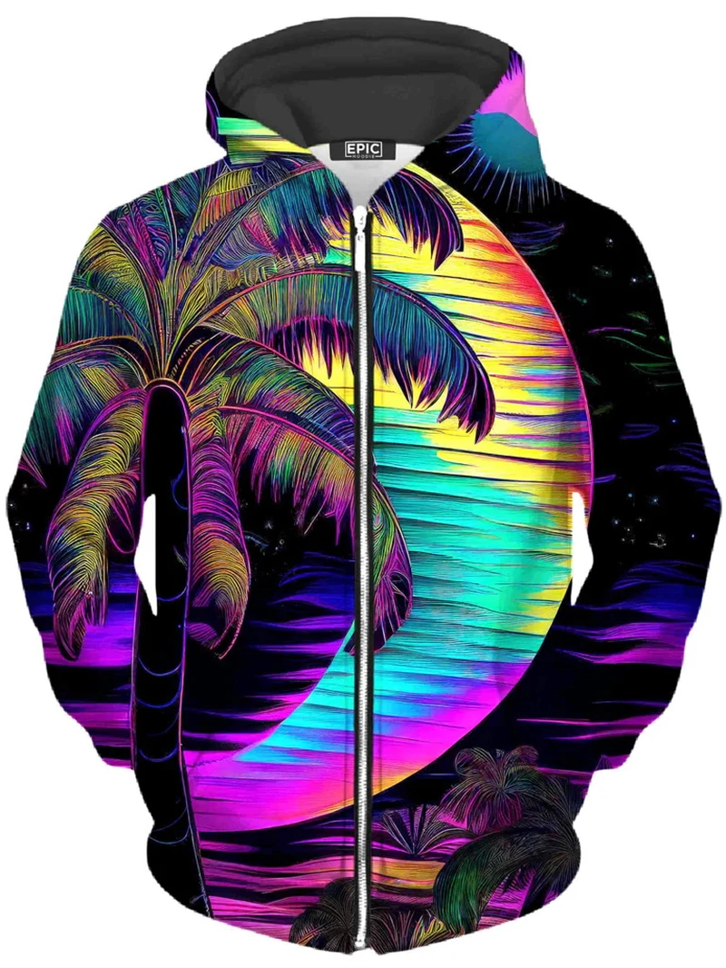 Psychedelic Pattern 3D Printed Scenery Zipper Hoodies Men Women Fashion Hooded Oversized Hoodie Kids Zip Up Sweatshirts Coat