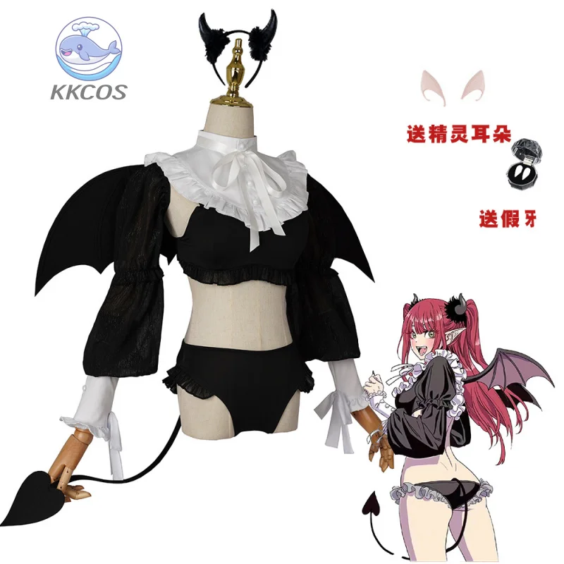 アニメ「着せ替え人形は恋をする」北川まりん リズキュン コスプレ衣装 セクシーランジェリーセット ヘッドウェア 羽 ウィッグ ストッキング ハロウィン用