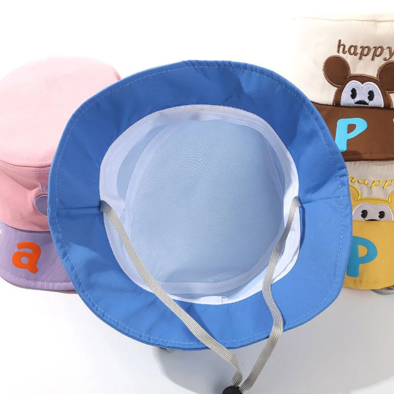 เด็กน่ารักการ์ตูนหมวกชาวประมงเด็กแบนหมวก 3-8Year เด็กผู้หญิงบังแดดอ่างล้างหน้าหมวกผ้าฝ้ายเด็ก Visors