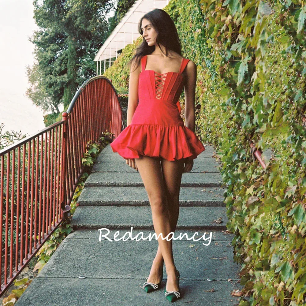 Redamancy Red Sweetheart Satin A-LINE Homecoming Dresses 2024 Backless Slim Above Knee vestidos de novia Party Dress