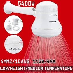 High Power Electric Shower Head  110V/220V Instant Water Heater 5.7ft Hose Bracket 3800W~5400W  Temperature Controller