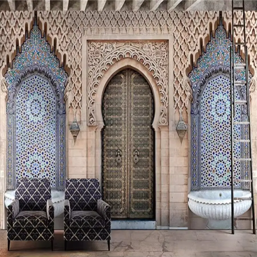 

Обои по индивидуальному заказу, 3d Марокко, этнические обои с экзотическим узором, Юго-Восточная Азия, ресторан, отель, дом, обои в тайском стиле