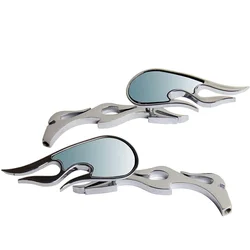 Pair Motorcycle Universal Chrome Custom Flame Rear View Mirrors For Kawasaki Honda Suzuki Kawasaki Ducati BMW VT VTX Street