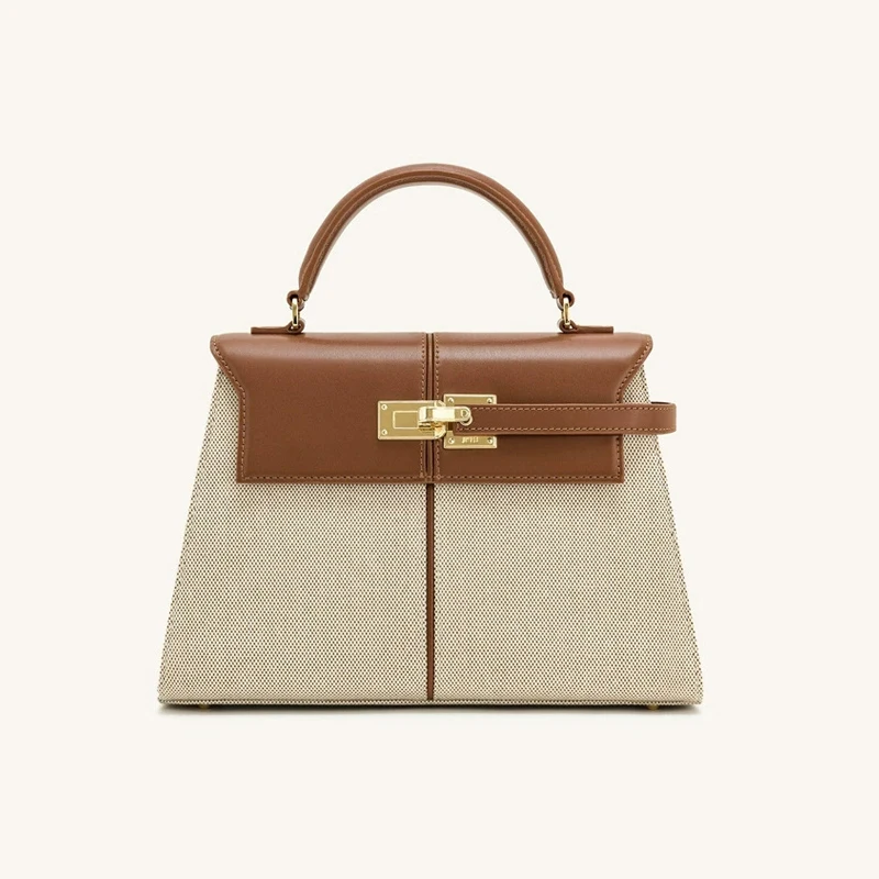 

Trapezoid Leather Bag for Women Leather&Canvas Crossbody Purse Minimalist Shoulder Bag На Сумки Плечо Кожаная Sac De Luxe Femme