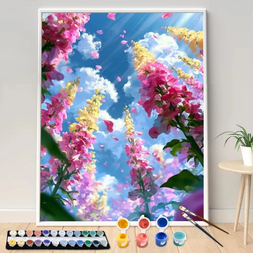 Digital Acrylic Painting Kit DIY Wind passing through flower shadows Canvas Hand Painted Home Decor Personalized Surprise Gift