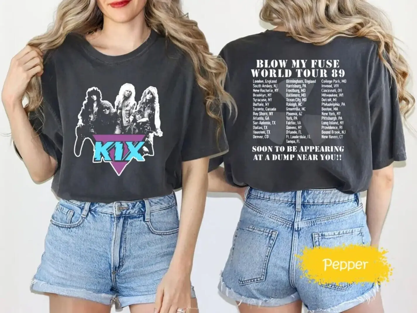 Kix Blow My Fuse Tour 1989 T-Shirt, Kix Fan Music Shirt, 2 Sided T Shirt