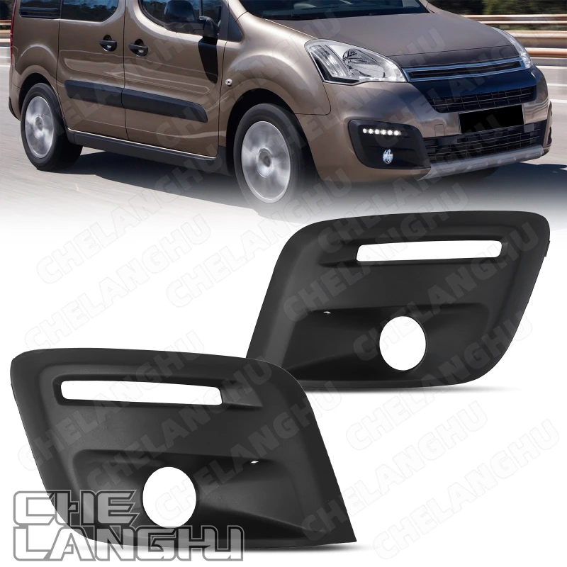 Paragolpes delantero luz antiniebla marco cubierta parrilla para Citroën Berlingo Peugeot Partner 2015 2016 2017 2018 rejilla de lámpara antiniebla de coche 16800256XT