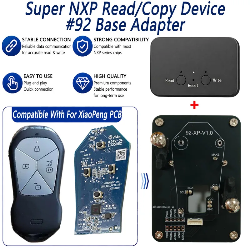 For XPeng Key All NXP Smart Keys Clones 4 Tokens &  Unlimited Version Super NXP Killer Read Copy Device With Adapter Base