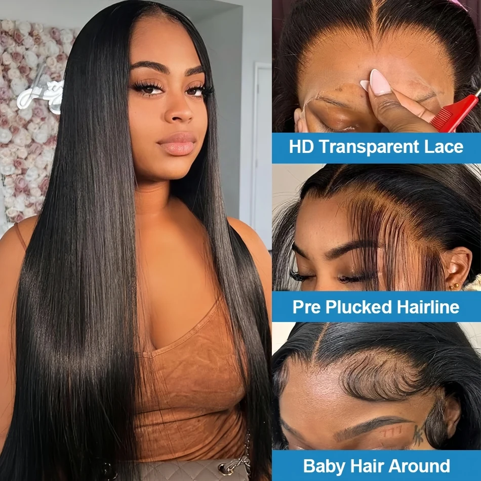 13x6 Hd Lace Frontal Wig Human Hair 30 32 Inch 13x4 Hd Transparent Lace Front Preplucked Bone Straight Human Hair Wigs for Women