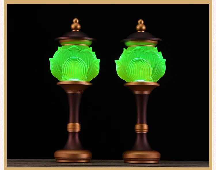 زوج 2 قطعة البوذية عالية الجودة معبد المنزل ضريح العبادة جلب الثروة المال حسن الحظ بوذا إله الثروة مصابيح LED #5