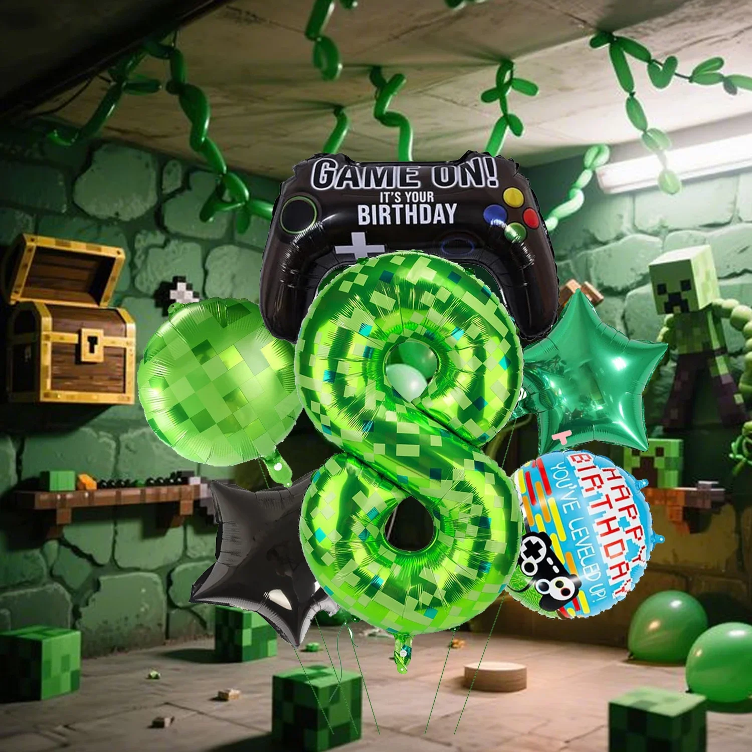 7 قطعة لعبة غمبد موضوع بالون عيد ميلاد مجموعة 40 بوصة بالون رقمي 0-9 لعبة وحدة التحكم على شكل بالون حفلة عيد ميلاد الديكور #3