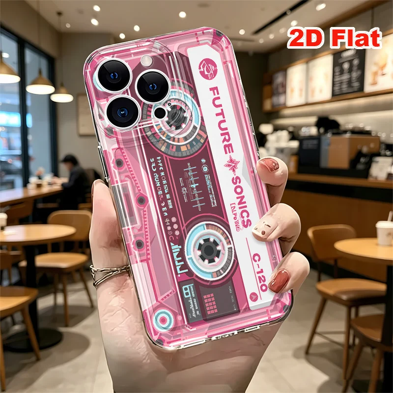 2D Flat Soft Silicone Phone Case For iPhone 17 Pro Max 16 18 Pro 13 11 15 14 Plus 12 17 16E 17Promax Shockproof Transparent Funda Cover