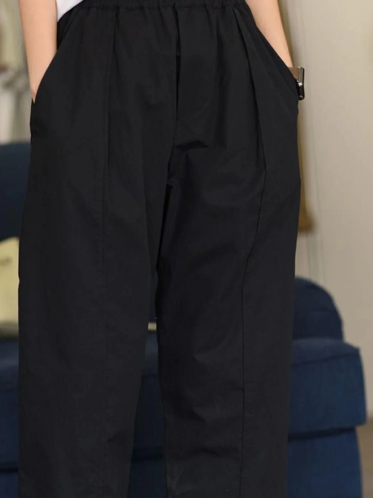 

plus Size Casual Pants Korean Style Slim High Waist Nine Points Wide Leg Workwear Women's plus Size 300 Pounds Spring Summer ...