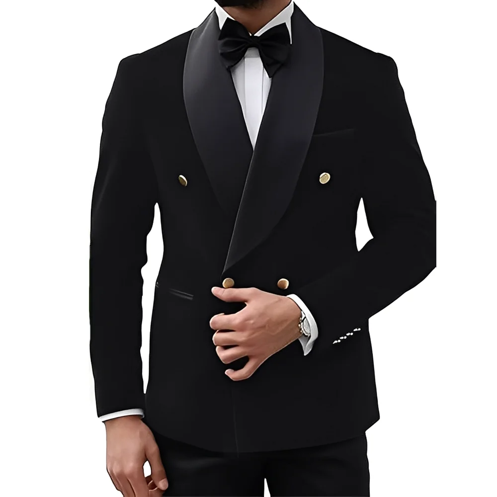 

Velvet Suit for Mens Jacket Paisley Shawl Lapel Double Breasted Blazer Jacket Slim Fit Prom Tuxedo