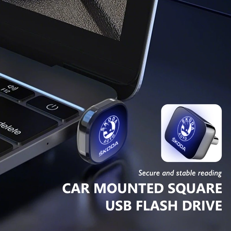 Car Dashboard Portable Storage 32GB/64GB Square USB Flash Drive For Skoda Fabia Kamiq Superb MK3 VisionS Yeti Scala Enyaq-iV
