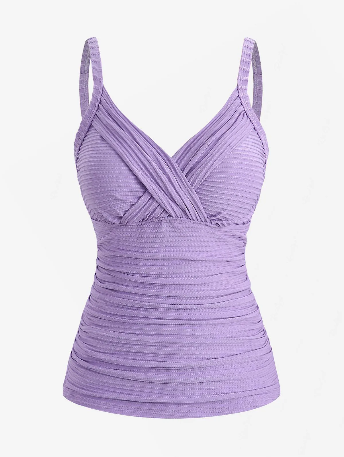 بدلة سباحة نسائية من ROSEGAL مقاس كبير بلوحة متقاطعة مكشكشة ومزخرفة ومطبوعة على شكل جالاكسي أومبير