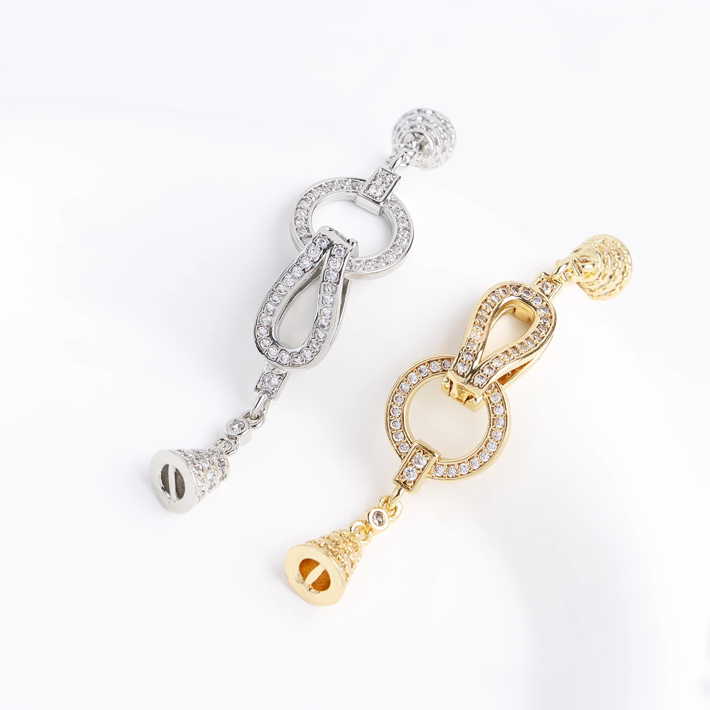 

1pcs Gold-plated Copper Inlaid with Zircon Long Strip Connecting Buckle Bracelet Necklace Closing Buckle Diy Jewelry Accessories