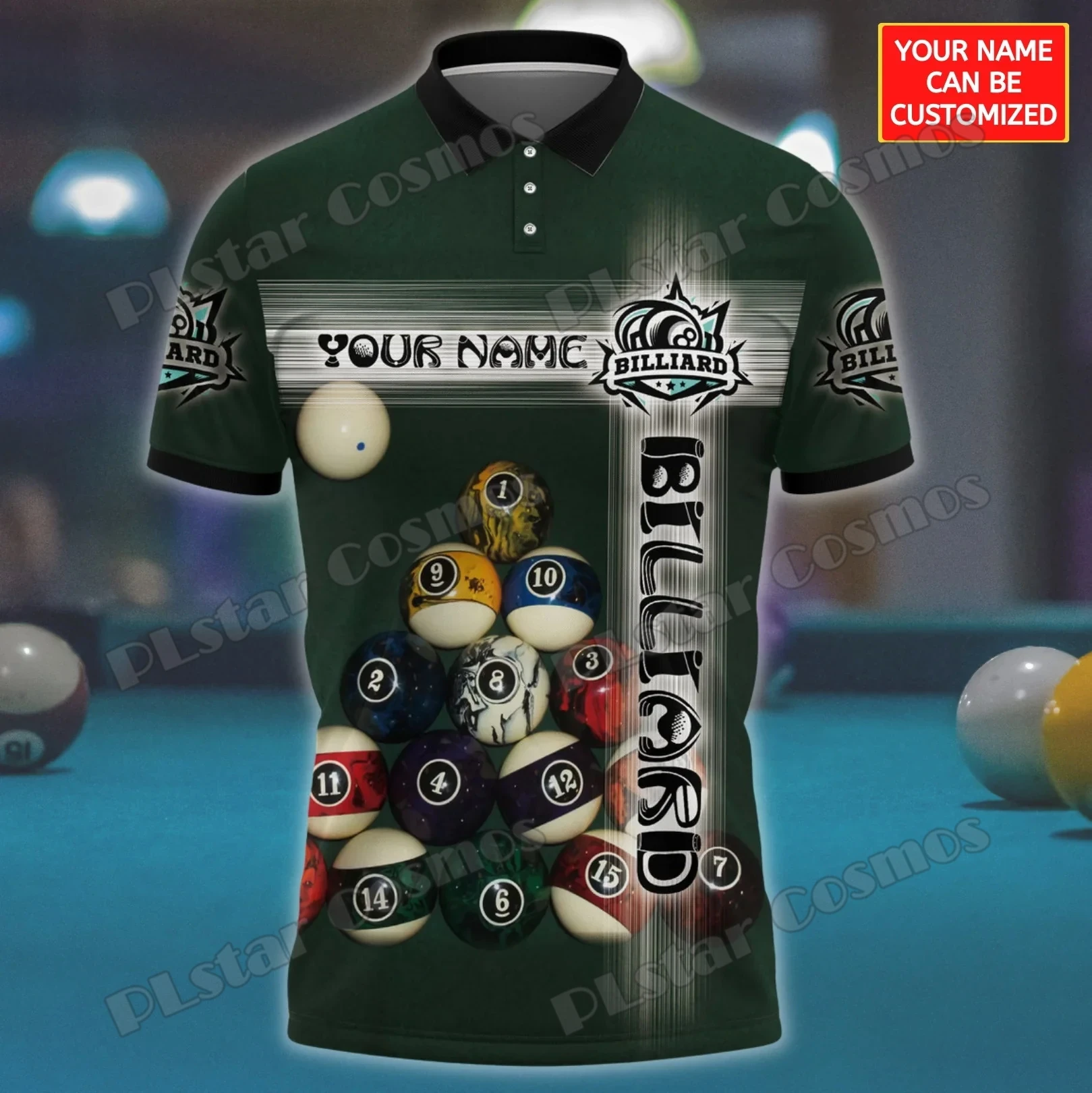 

Personalized Name Billiard 8 ball 3D All Over Printed Men's Polo Shirt Summer Unisex Casual Shirt Gift For Billiard Lover POL82