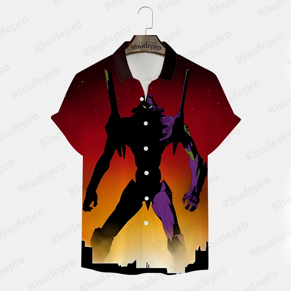 เสื้อผ้าเสื้อเชิ้ตผู้ชายเสื้อการ์ตูนนีออน Genesis Evangelion เสื้อฮิปฮอปสไตล์ฮาราจูกุ2024แฟชั่นโอเวอร์ไซส์สำหรับเด็ก