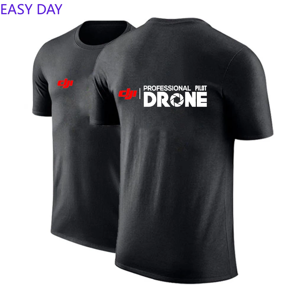 2024 Dji Professional Pilot Drone Design For Men Summer Short Fashion Sleeved Casual Leisure Versatile Comfortable Tops