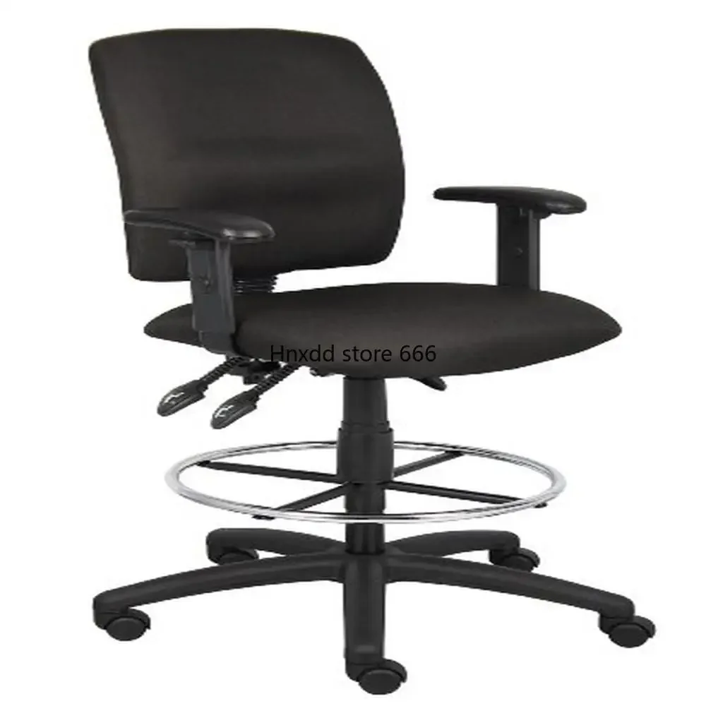 Ajustável Tecido Elaboração Stool, Preto Crepe Back Angle Lock Seat, Tilt Gás Lift, Base de Nylon, 35,5 "Dx 27" Wx 43,5 "H, 43lbs