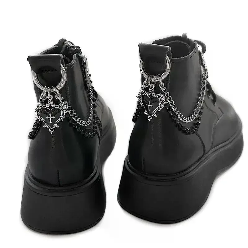 1pc Red Heart Cross Shoe Buckle Versatile Thorns Roses Titanium Steel Chain Decorative Accessory Boots Shoe Party Diy Jewelry