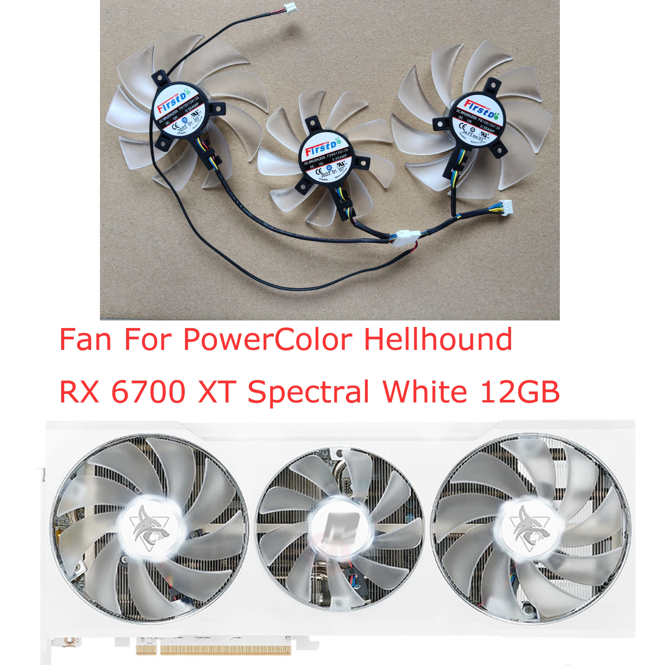 3Pcs/Set,Video Card Fan,GPU Cooler,For Powercolor Red Devil Dragon RX 6950 6800 XT 16GB RX 6700 6750 12GB