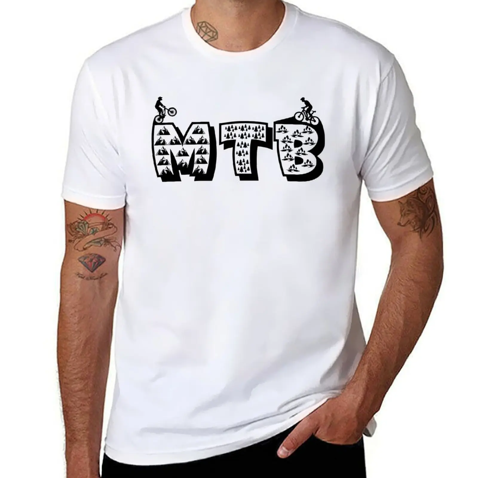 

Mountainbikers are mountain biking in the mountains, in the forest and on the countryside T-Shirt cotton t shirt pack T-Shirt