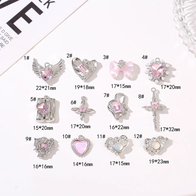 Silver Plated Alloy Shiny Pendant Charms DIY Pink Beading Material Necklace Bracelet Jewelry Accessories For Children Girl