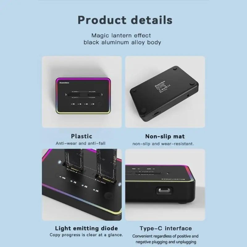 

R53C M.2 NVMe Docking Stations Type C USB 3.1 Support Clone System Disk Copy Fast Data