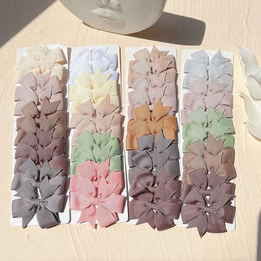 10Pcs/Set 2.44\'\' Grosgrain Ribbon Bows Hair Clip For Kids Girls Colorful Bowknot Hairpins Barrettes Headwear Hair Accessories