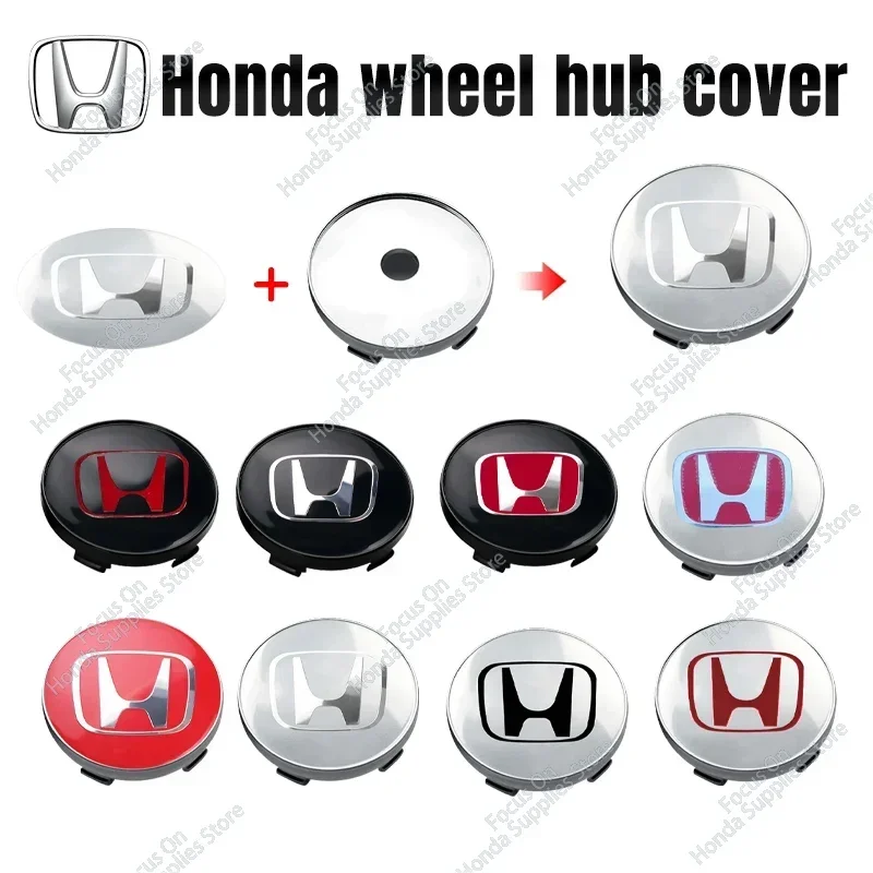 4 Uds 56/60mm cubierta central de rueda de coche tapas de cubo insignia accesorios de coche para Honda Mugen INSPIRE VTEC DOHC Modulo Vezel CITY CIVIC RR