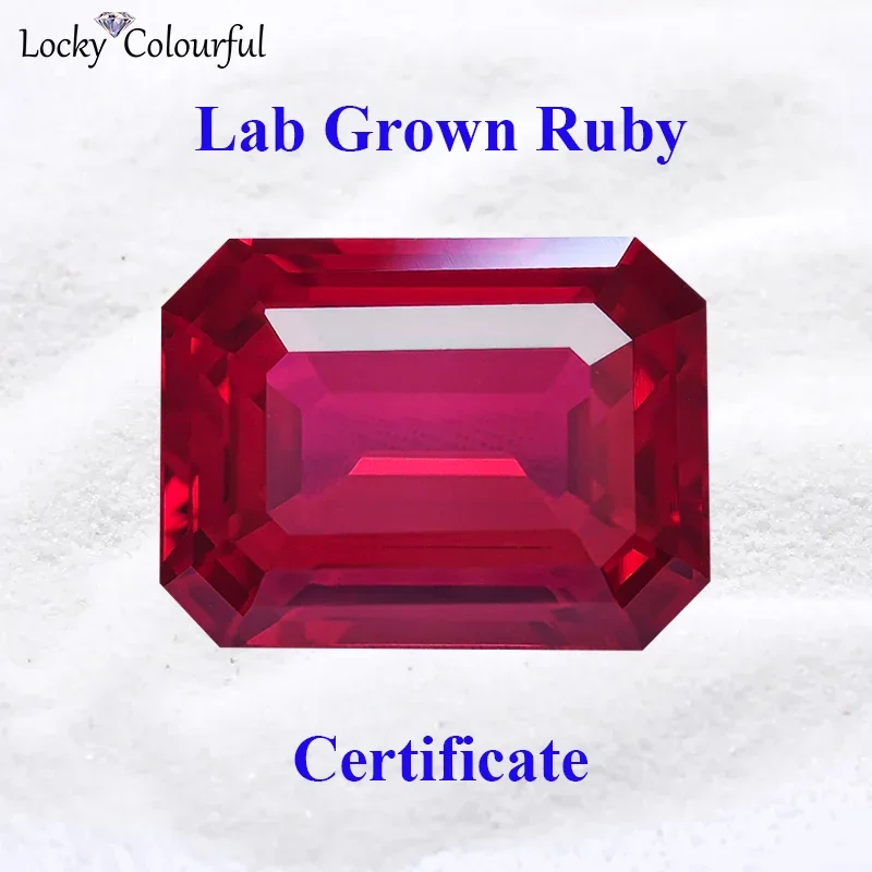 

Lab Grown Ruby Pigeon Blood Red Emerald Cut VVS1 Charms Beads for DIY Jewelry Making Pendant Material Selectable AGL Certificate