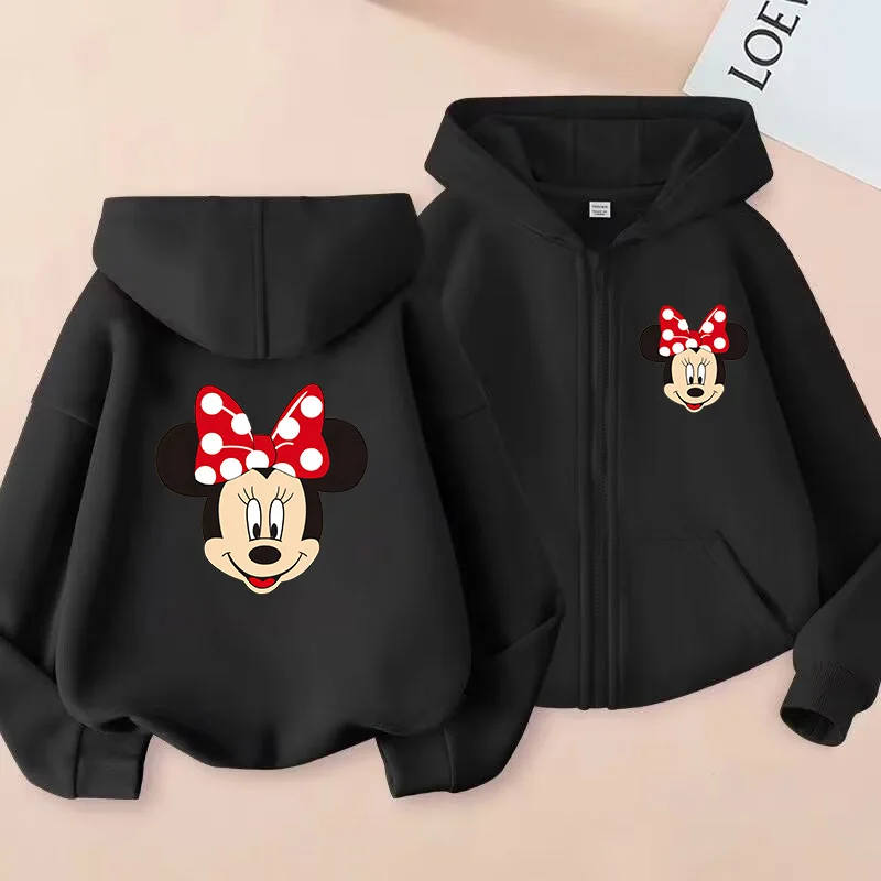 Funny Zip Up Hoodie Kawaii Kids Minnie Mouse Children's Hoodie Zipper Children Sweatshirt Clothes Kid Girl Boy Top Hoody