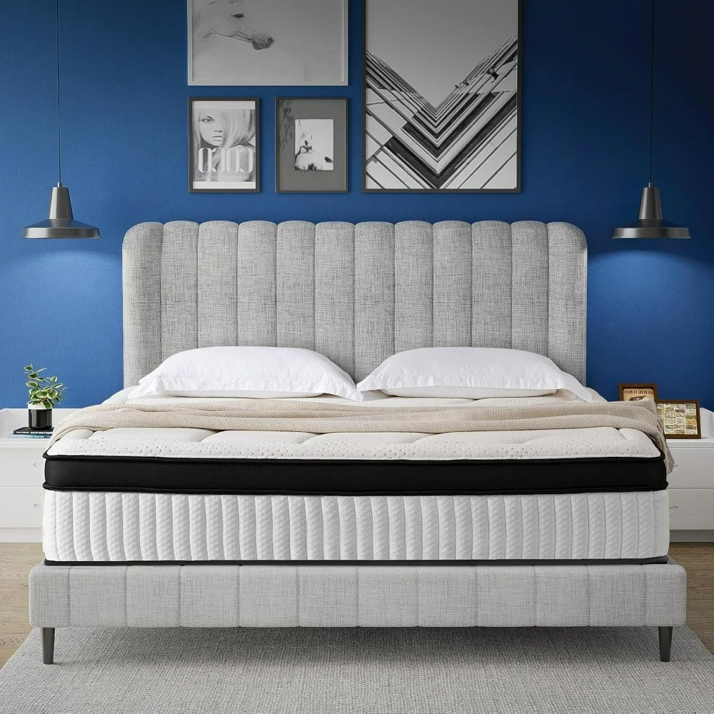 14 inch premium gel memory foam mixed mattress, 7 layers of advanced, regional support and decompression, medium hardness