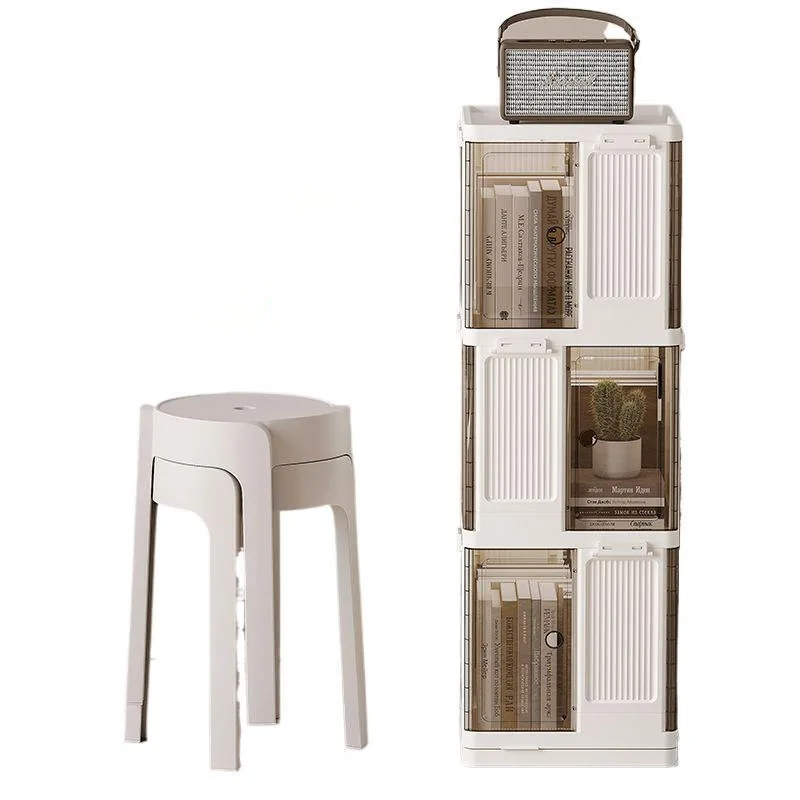 Rotating bookshelf Floor shelf Children's multi-layer bookcase Locker integrated