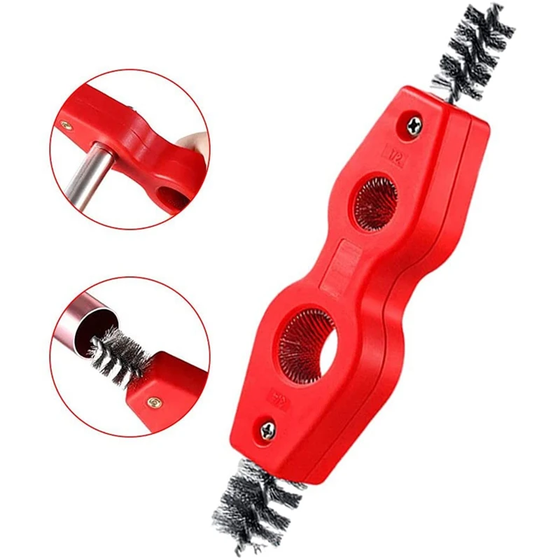 핫! 미끄럼 방지 손잡이가 있는 구리 튜브 브러시, 디버링 브러시 클리너 도구, DIY 산업용 도구, 4 in 1 파이프, 3PCs