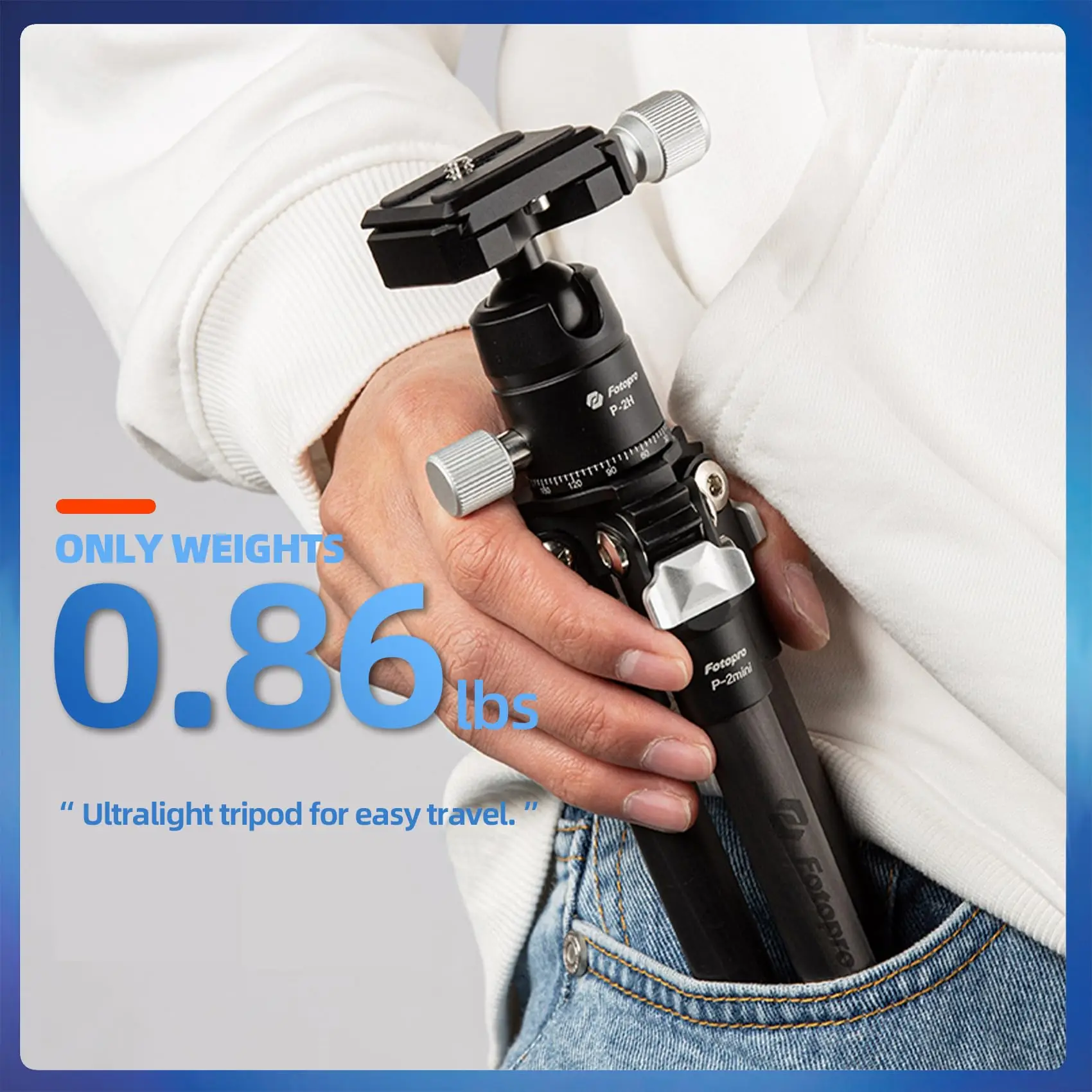 حامل ثلاثي صغير من ألياف الكربون من Fotopro خفيف الوزن ومدمج للسفر مع لوحة QR برأس كروي 360 درجة لكاميرا الفيديو