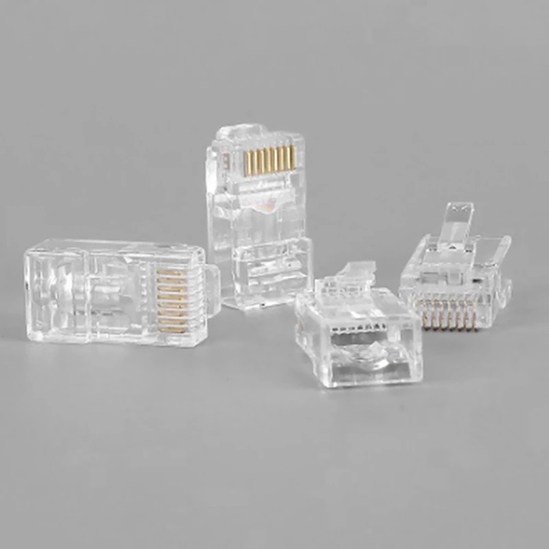 500 Rj45 melalui lubang 8P8C berlubang Cat6 Kategori 6 colokan kristal tanpa pelindung steker Modular jaringan