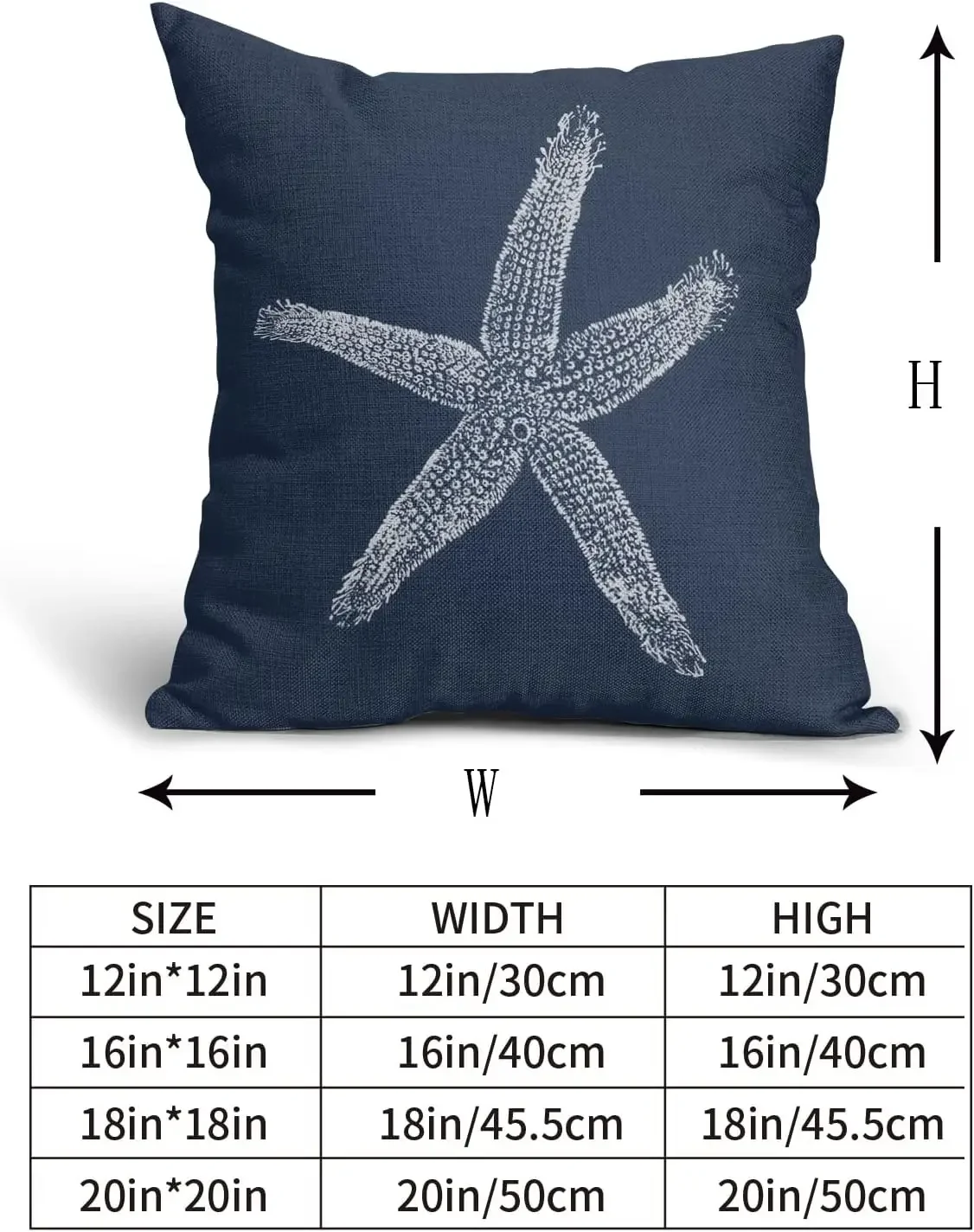 2 Pcs Navy Blue Starfish Pillow Covers 18X18 Inch Coastal Beachy Nautical Beach Decorative Pillowcases Linen Square Cushion Case