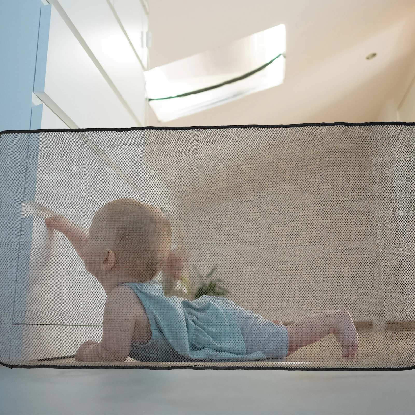 1 مجموعة شبكة أمان للدرج 2x0.9 متر واقي درابزين عالي التحمل للأطفال الحيوانات الأليفة حاجز درابزين شبكي شرفة سطح المدخل تدقيق الطفل #3